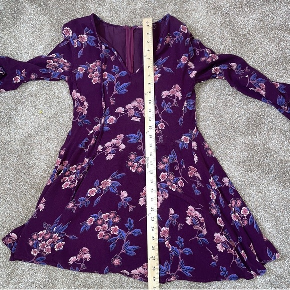 en creme dress fit & flare long sleeve skater style maroon wine burgundy SZ SM - Picture 10 of 11